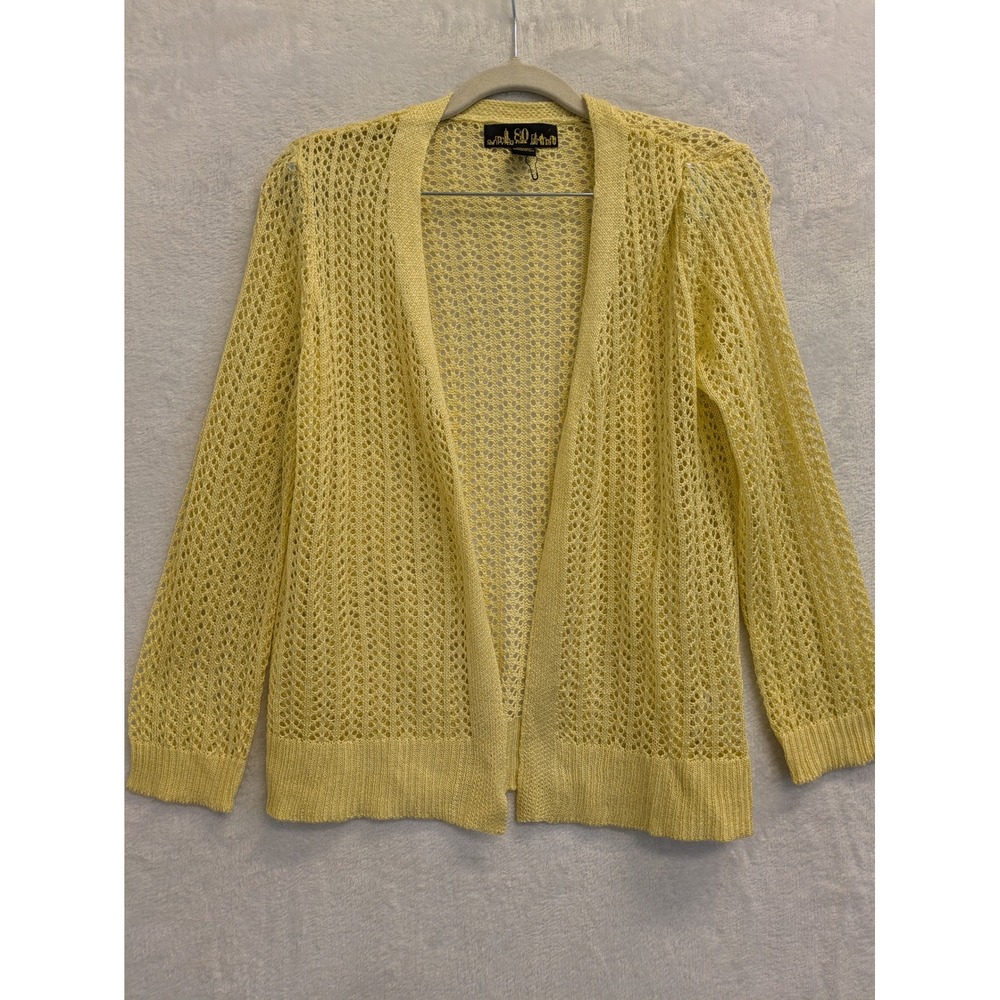 80 Park Yellow Crochet Knit Cardigan Sweater‎ Womens Medium